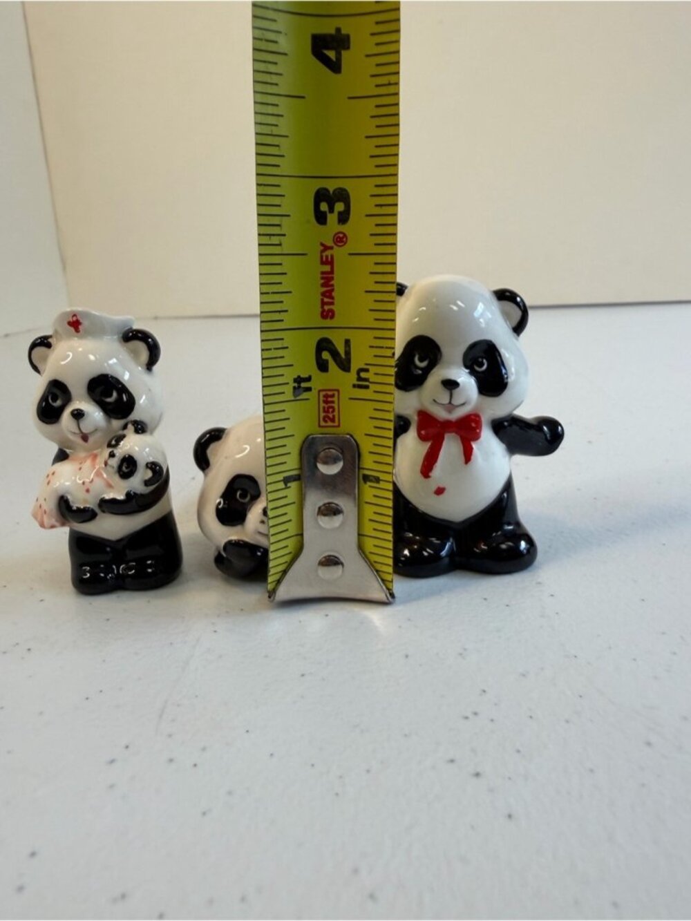 Vintage 1960s Japan Porcelain Panda Bear Set Figurine kitsch 60s Nurse gift - Picture 7 of 7